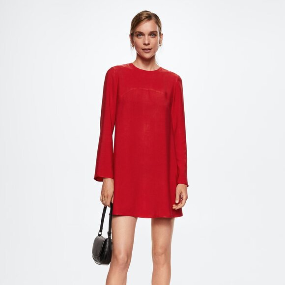 MANGO Red Satin Dress - Picture 1 of 7
